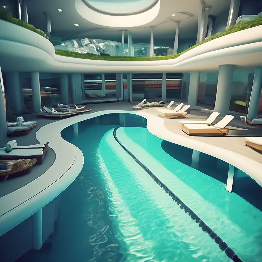 "Pool of the future" — image created in Shedevrum
