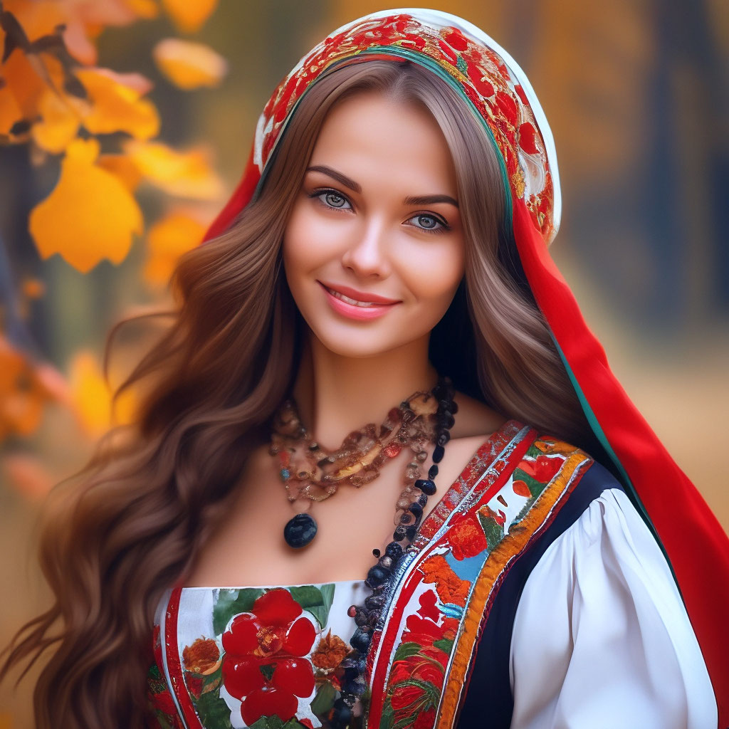 Молодая пышная русская женщина счастлива, улыбается и весела.