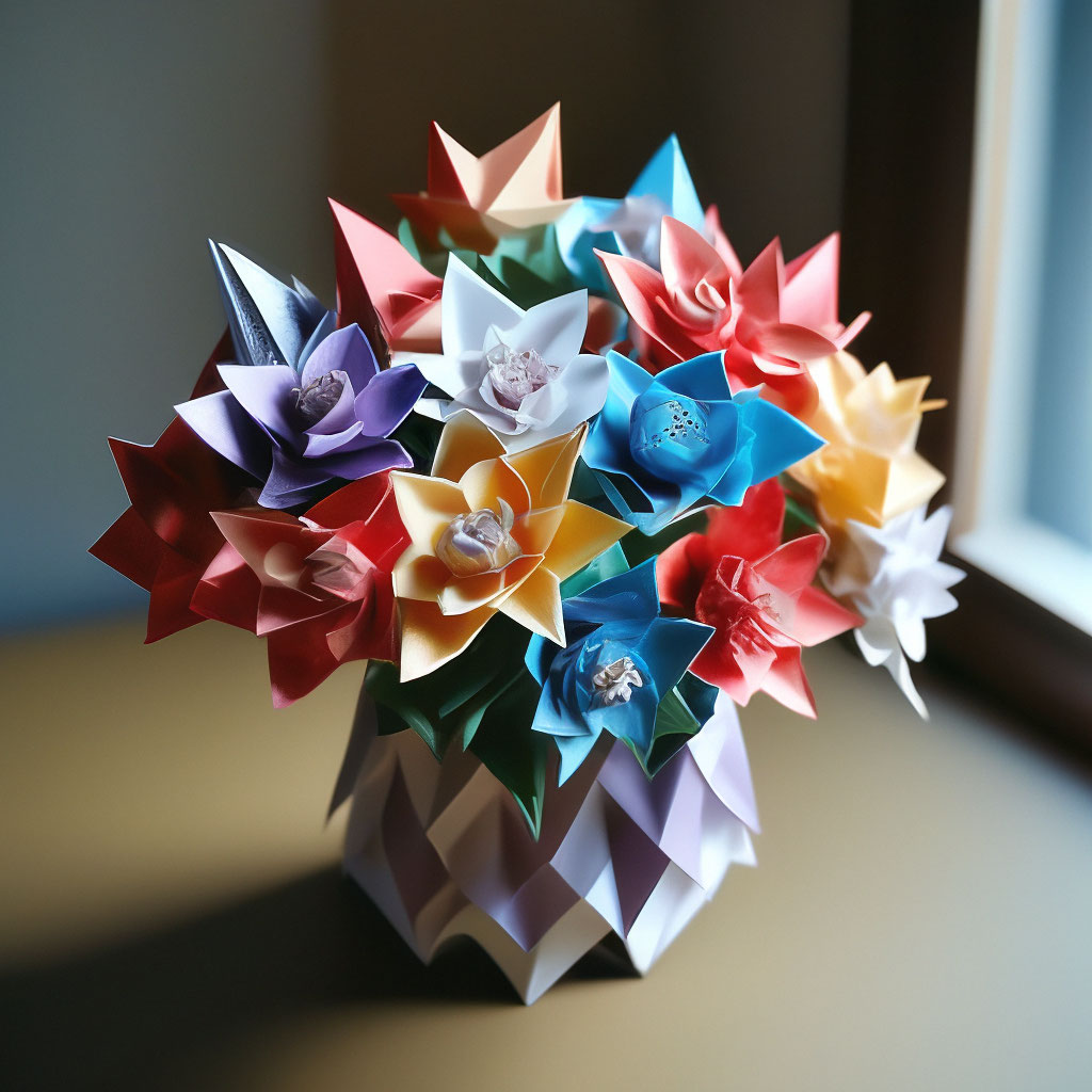 Букет цветов из цветной бумаги, …» — создано в Шедевруме