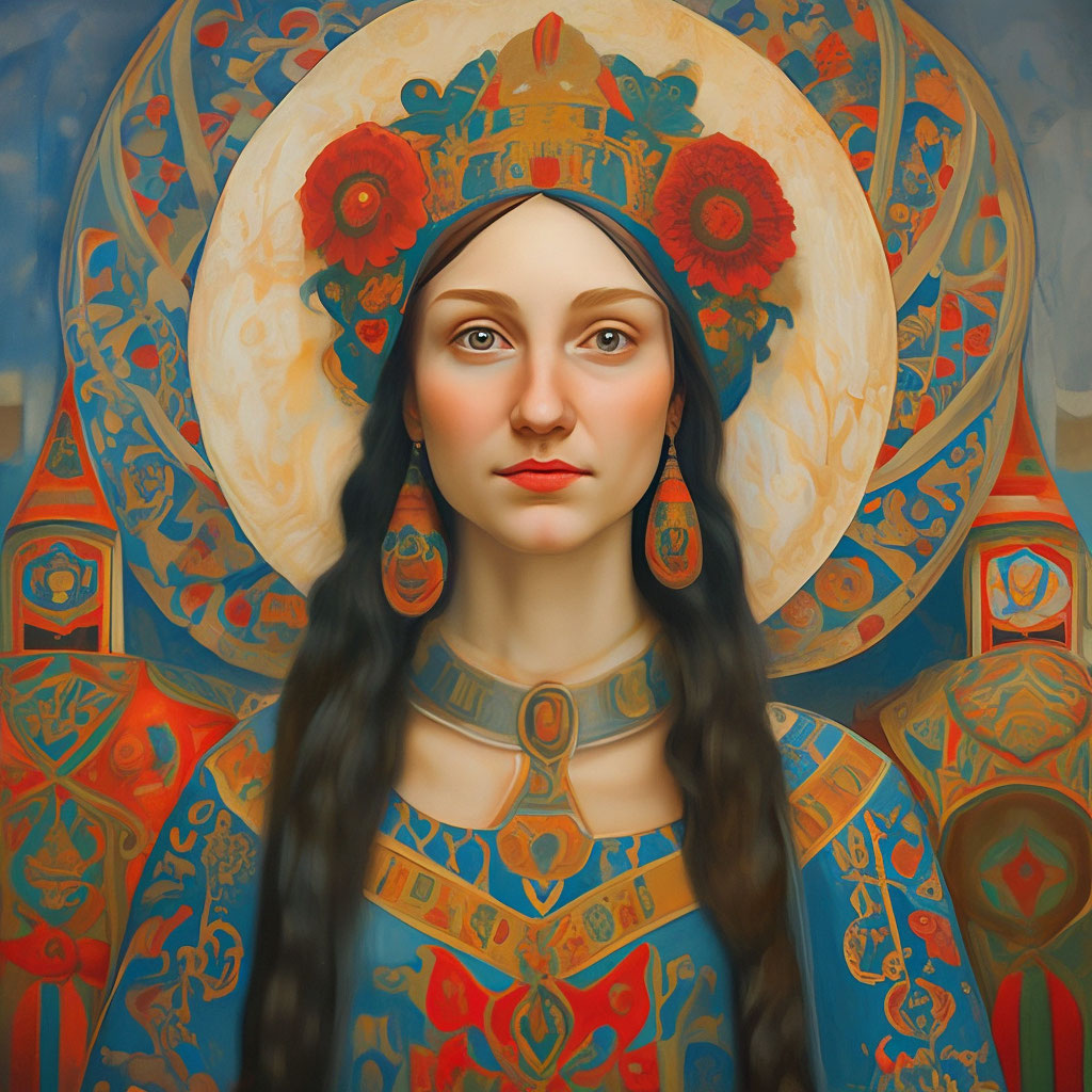 "Self-portrait in Slavic style" — image created in Shedevrum