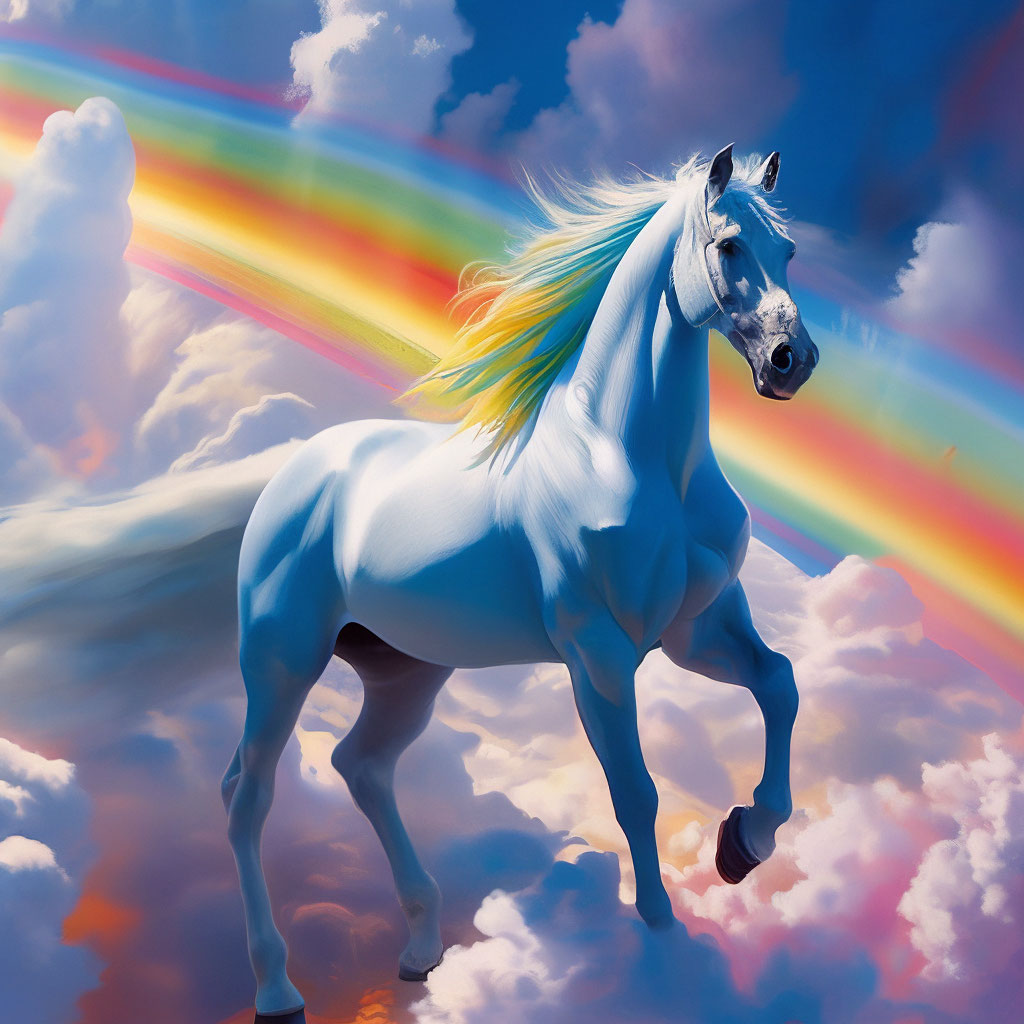 Голубой конь в белых облаках, с …» — создано в Шедевруме