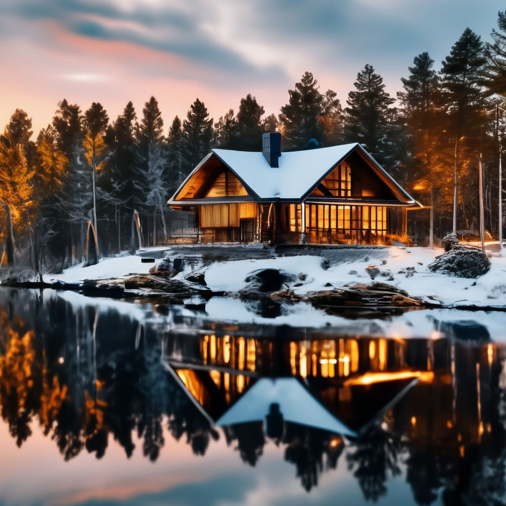 "Fabulous house and lake in the forests of Karelia winter photo ...