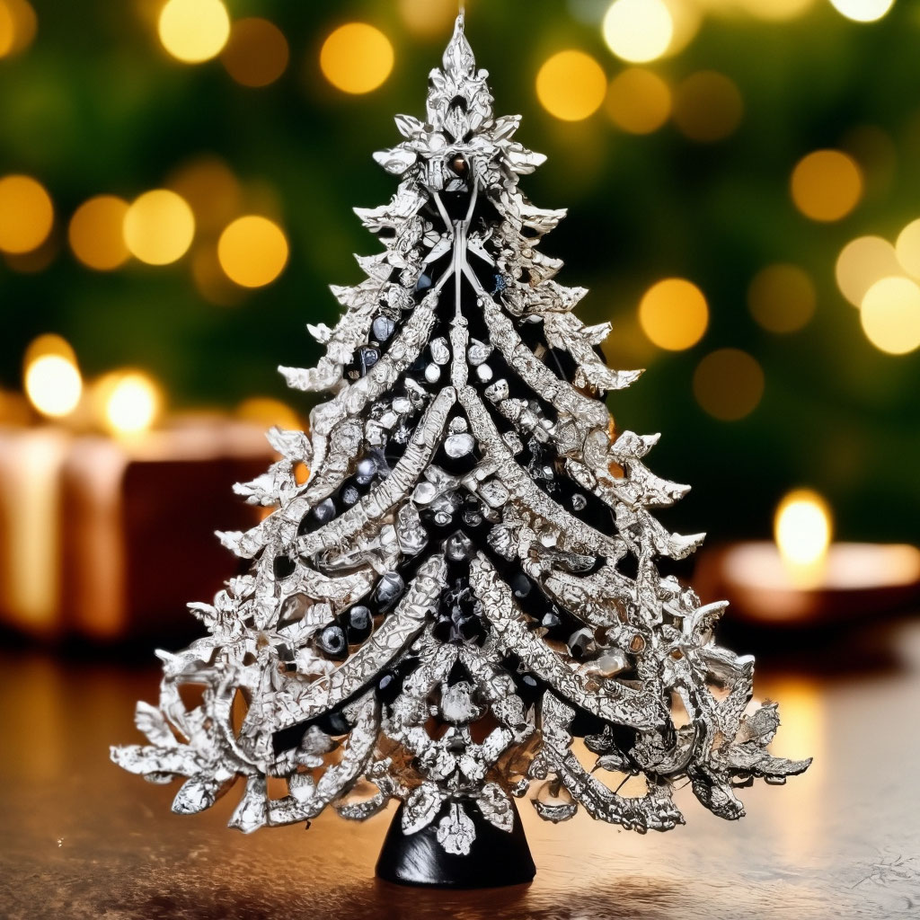 Christmas tree made of white diamonds and black diamonds on the edges ...