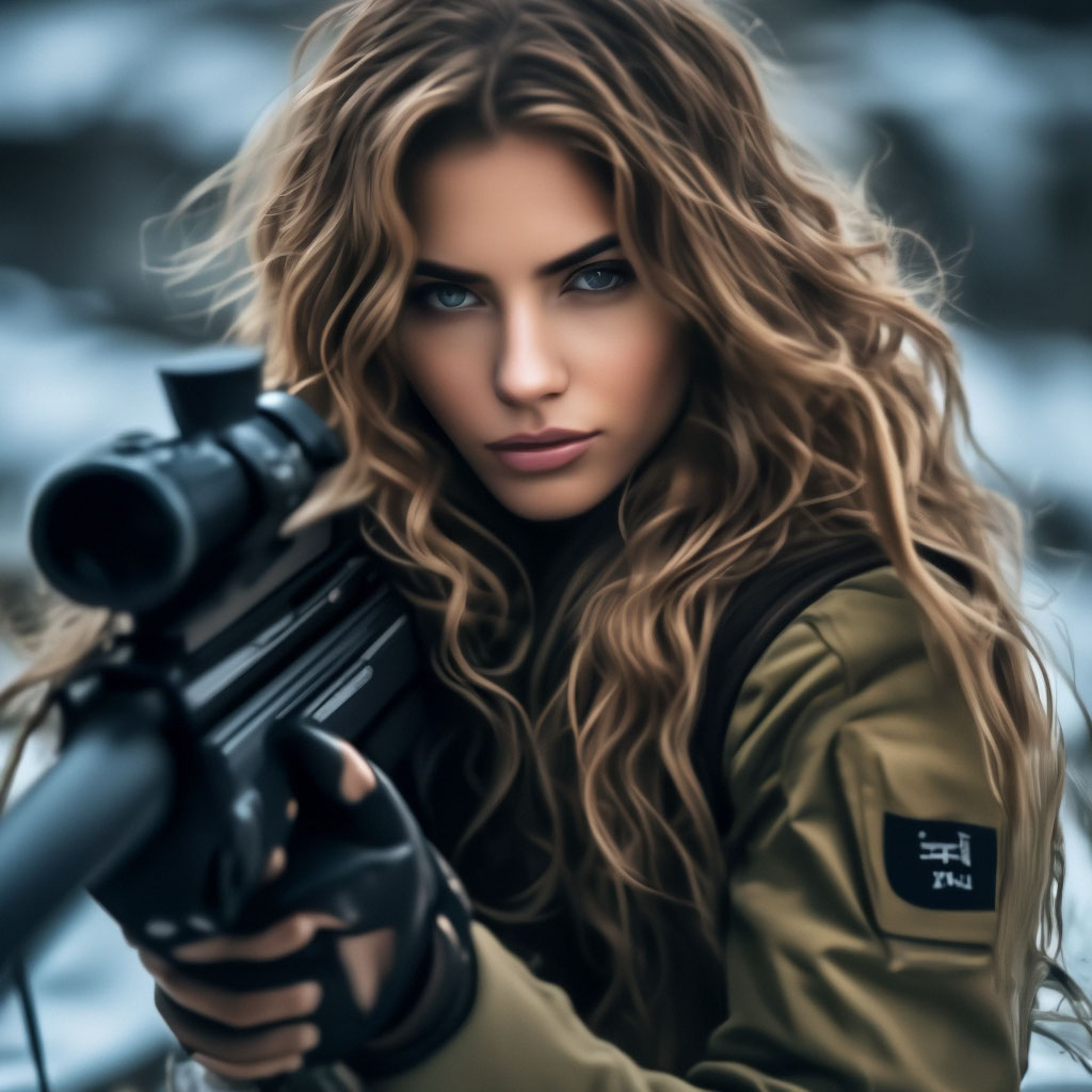 Красивая девушка-снайпер» — создано в Шедевруме