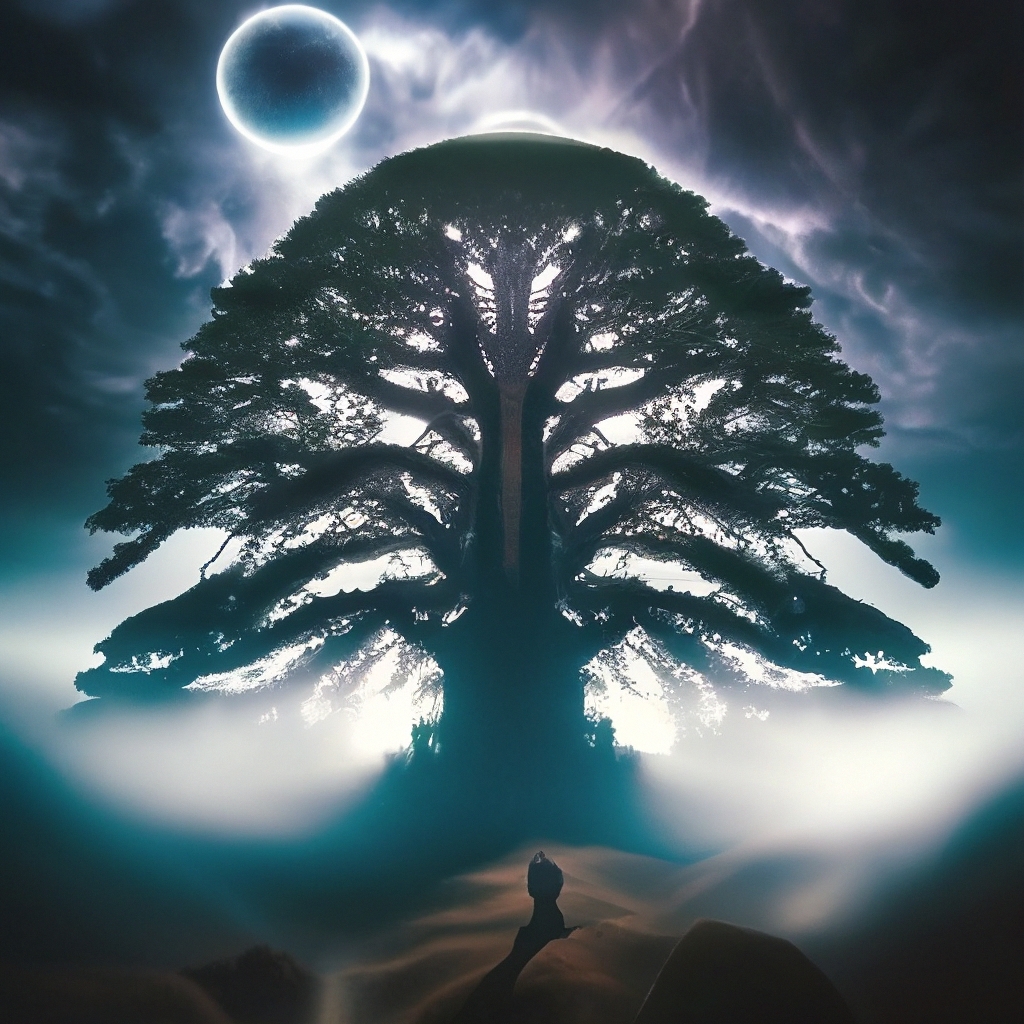 "Sequoia in space above the planet earth as a cinematic tree of life ...