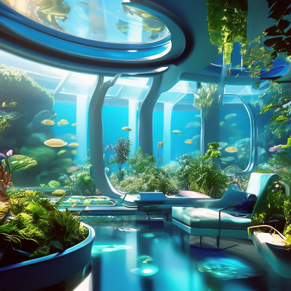 "Underwater world, Masterpiece, interior design of glass rooms, with ...