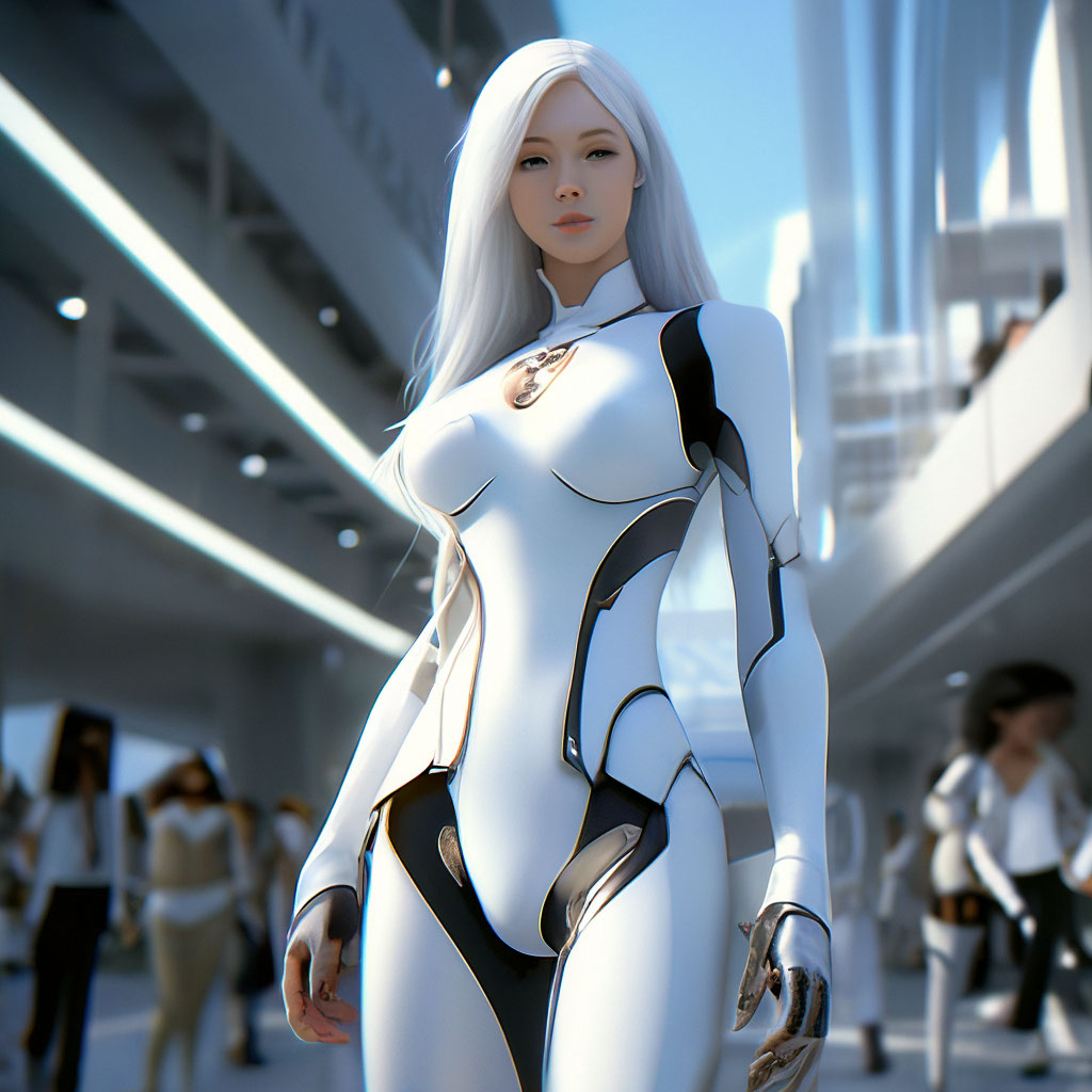 Красивая девушка - андроид, длинные …» — создано в Шедевруме