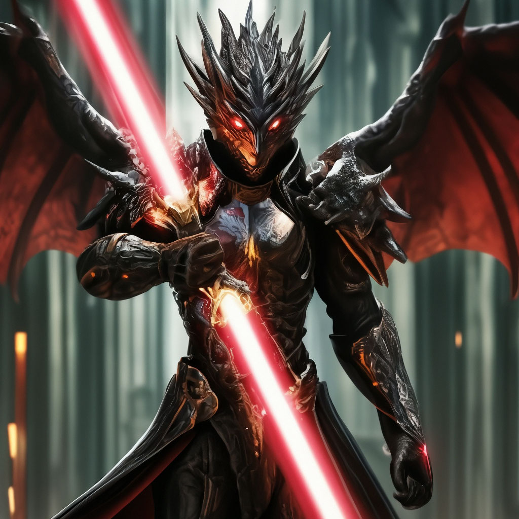 "A laser sword with a dragon and the power of an angel" — image created ...
