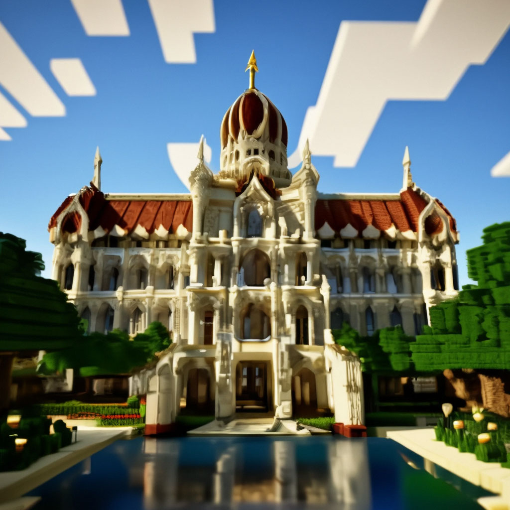 "Minecraft Palace high detail summer" — image created in Shedevrum