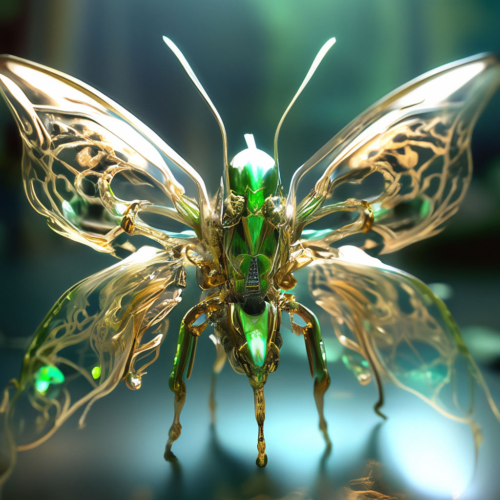 "Fantasy, anthropomorphic alien butterfly creature,transparent wings ...