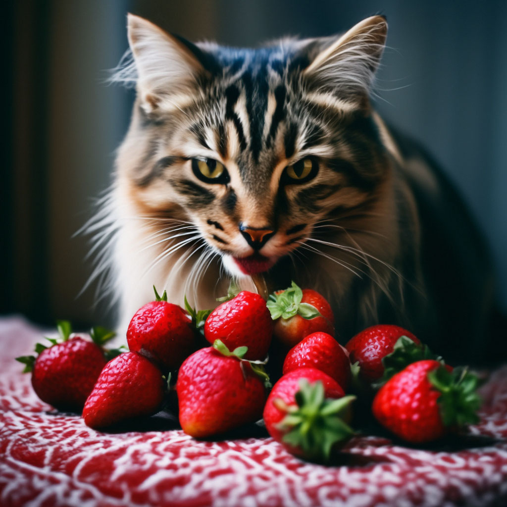   Cat strawberry   Cat strawberry      Depositphotos