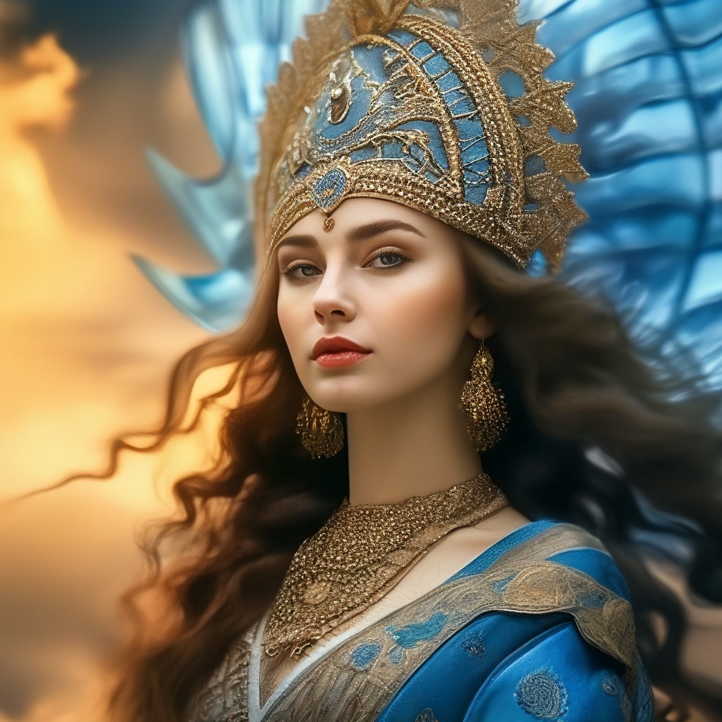 "Professional photography, beautiful girl in the image of the goddess ...