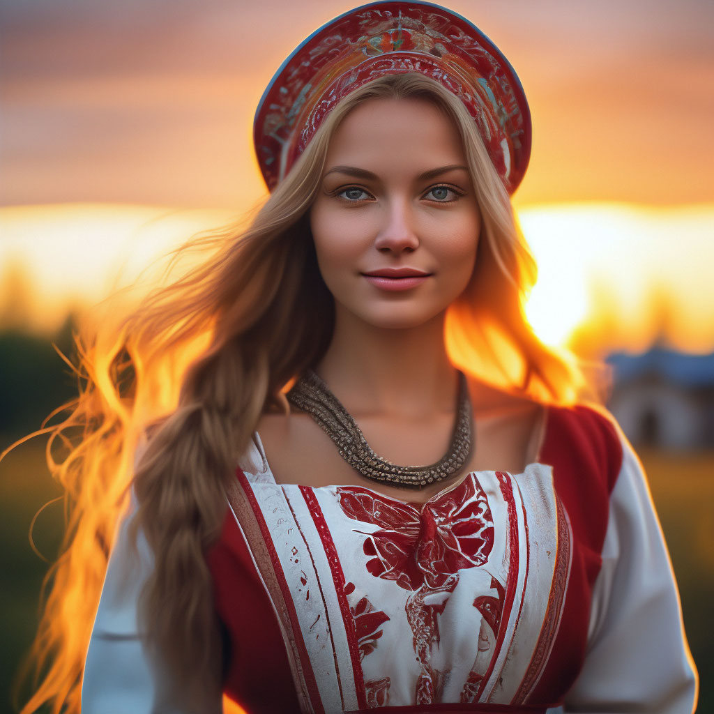 "Russian russian girl very much beautiful in Russian folk style ...