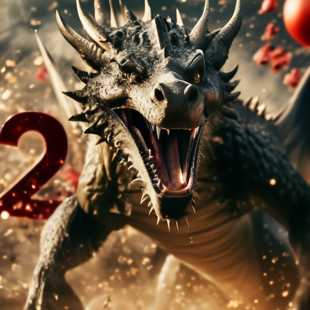 "New year 2024 the year of the dragon the dragon holds the numbers in ...