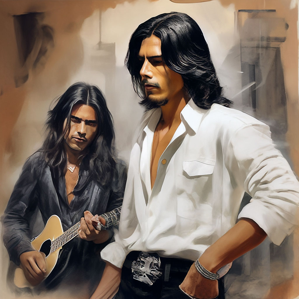 "Fashionable Mexican amigo + model appearance + long hair gathered in a ...