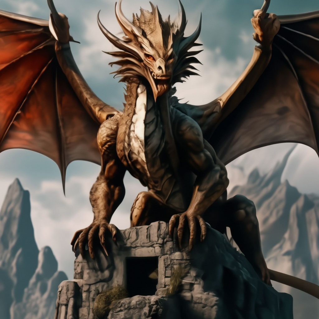 "A dragon in the style of Boris Vallejo" — image created in Shedevrum