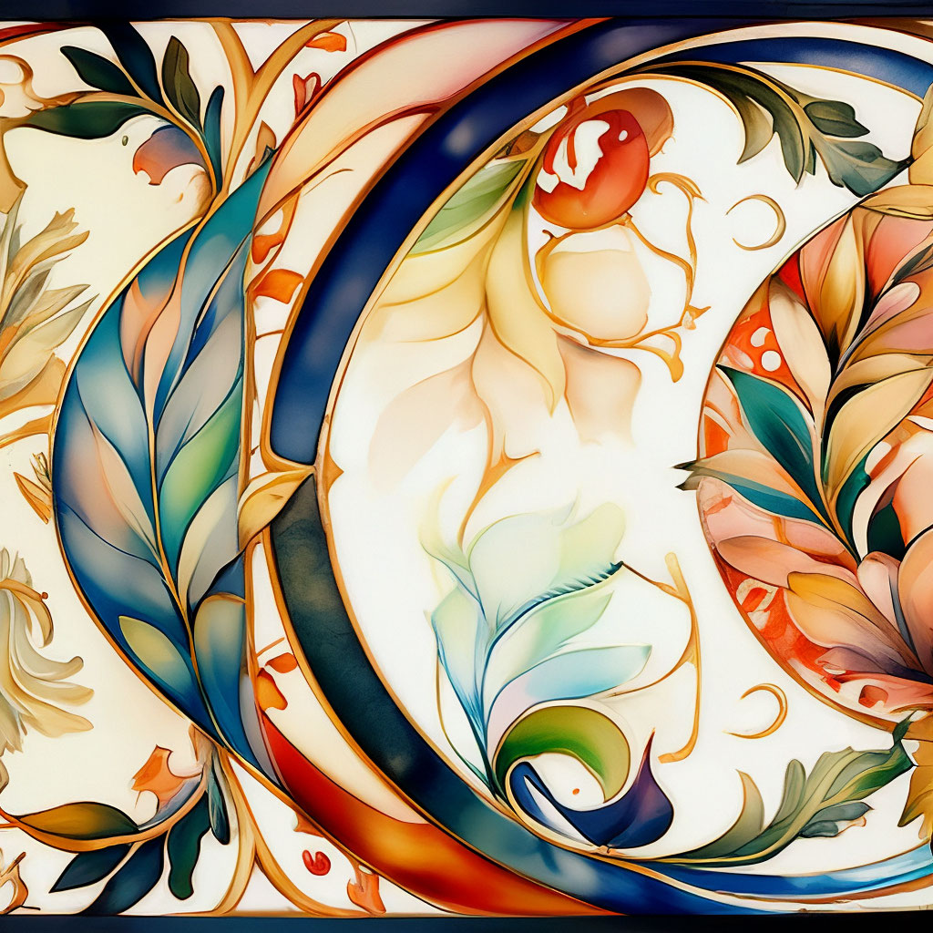 "Division into three parts, patterns, art nouveau, border, pattern ...