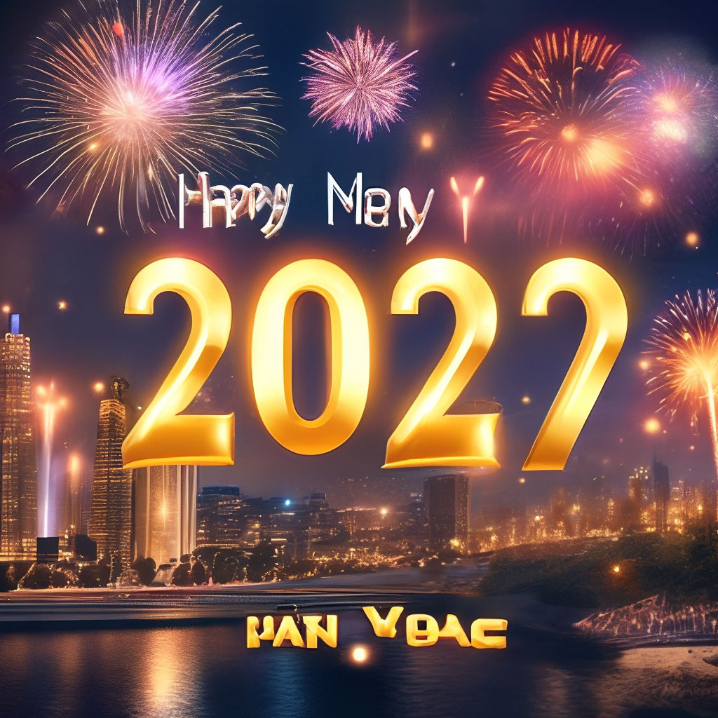"Happy New Year 2024🥳" — image created in Shedevrum