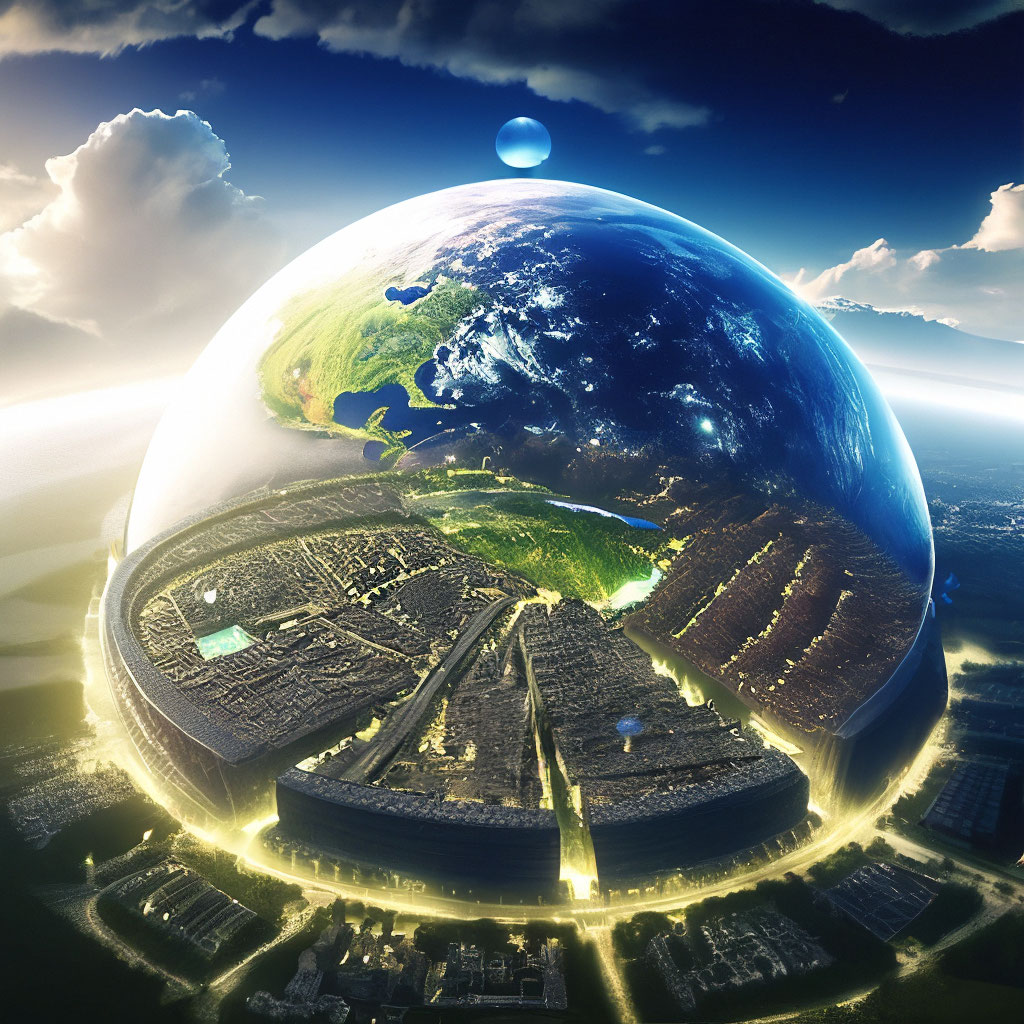 "Planet earth under the dome" — image created in Shedevrum