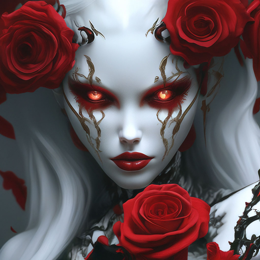 Красивая девушка в красных розах, …» — создано в Шедевруме