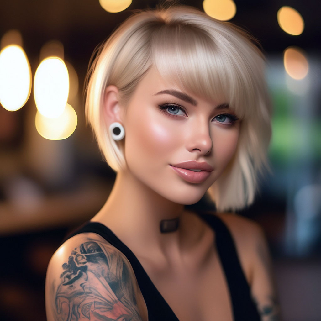 Стоковые фотографии по запросу Blonde woman in sunglasses and tattoo on arm