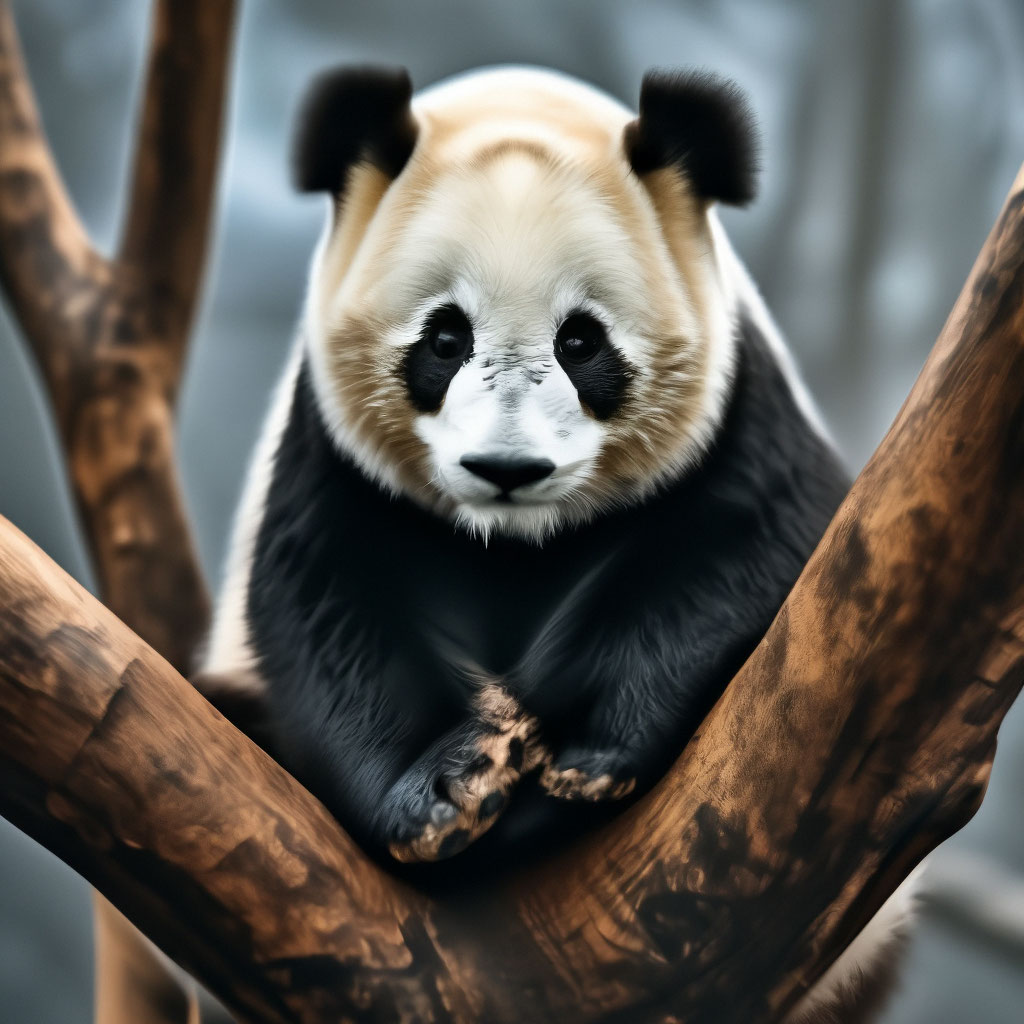 Панда сидит на дереве пушистая 1024 …» — создано в Шедевруме