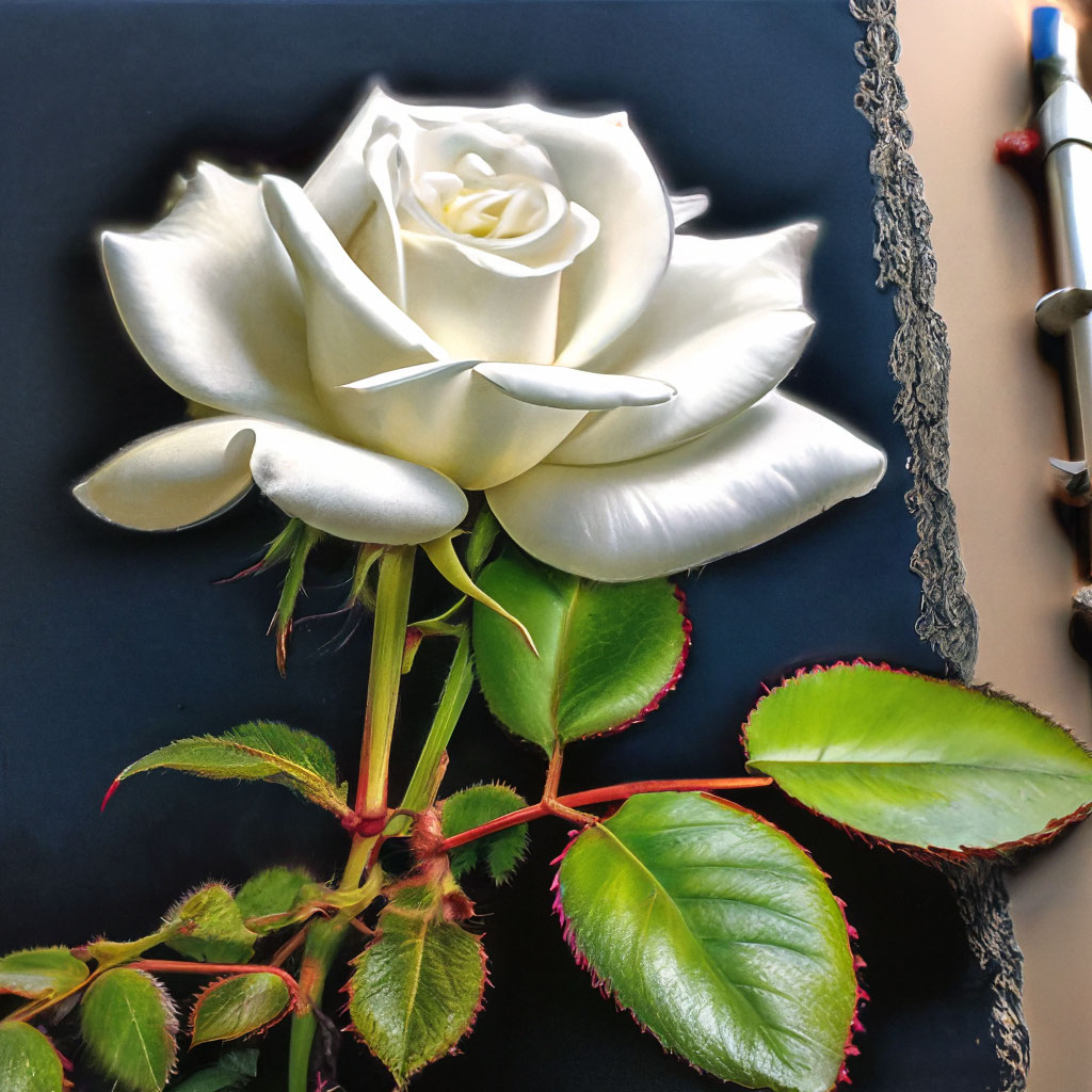 Графический набросок Бутон Белой розы…» — создано в Шедевруме