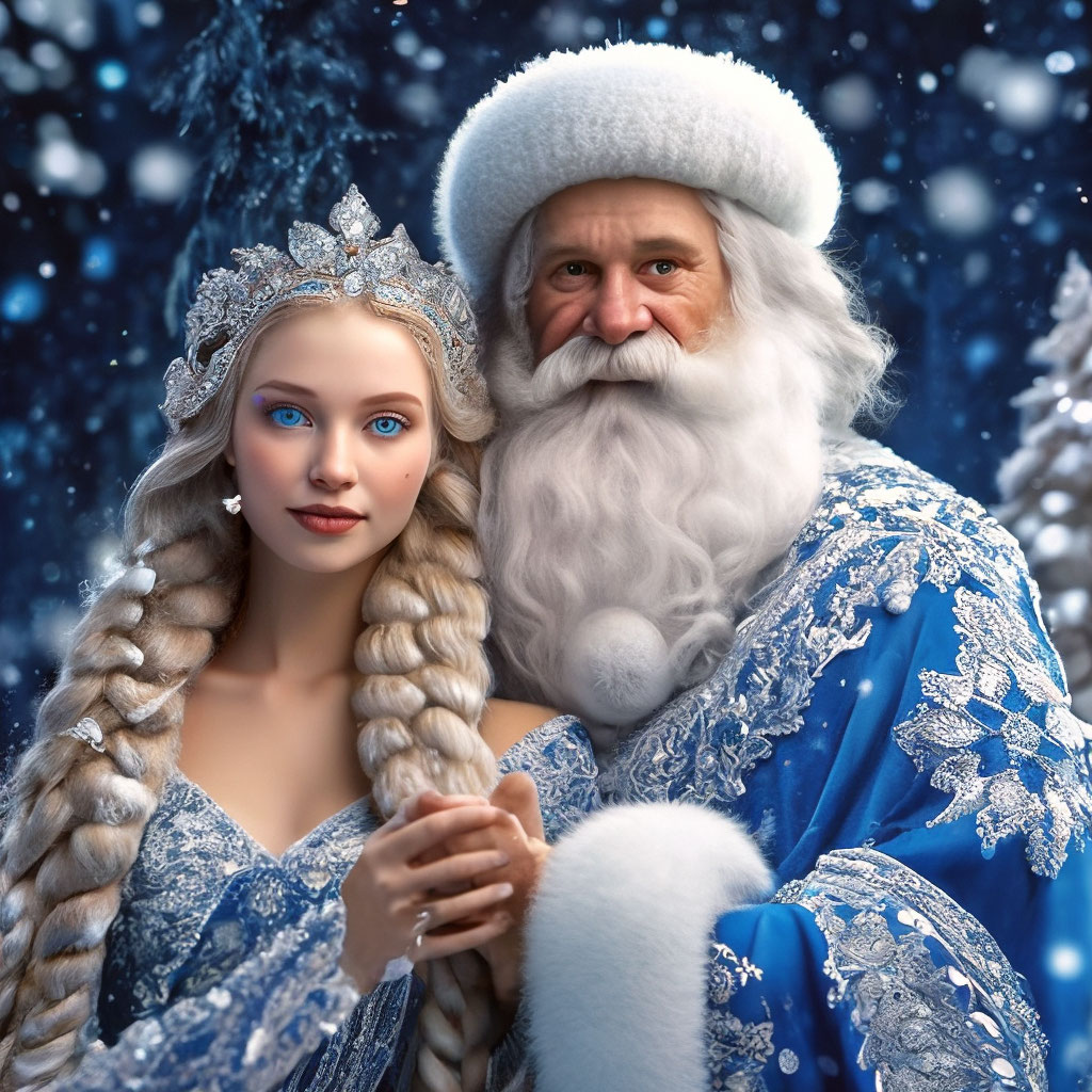 БС Дед Мороз и Снегурочка . Схема для вышивки бисером ТМ Сяйво