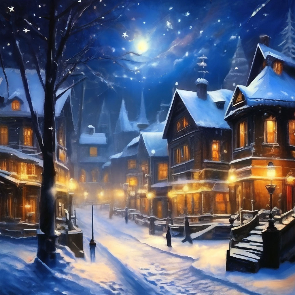 «Зимняя волшебная ночь, сказочно, …» — создано в Шедевруме