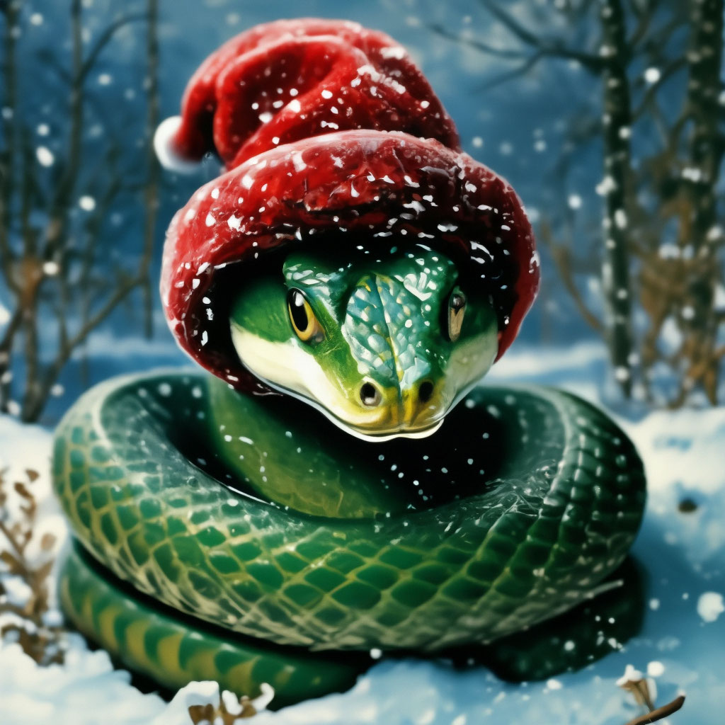 The Animal Kingdom Celebrating Christmas Snakes with hats, Cute snake, Best smal