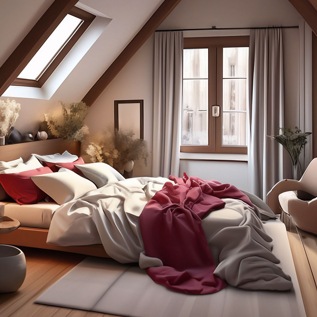 Интерьеры домов: спальни/мансарды, при этом скандинавские