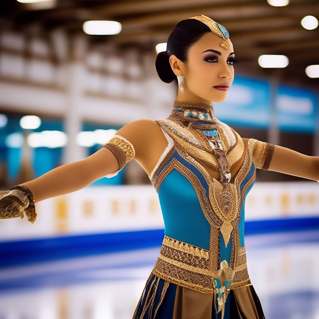 Figure skating dress in the style of Egypt, oriental image, egyptian  costume"  image created in Shedevrum