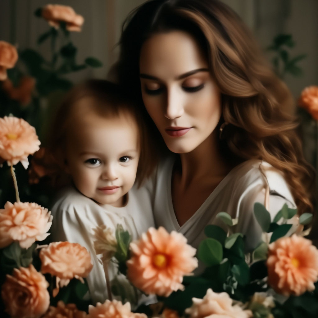 Цветы и поздравление на День матери.