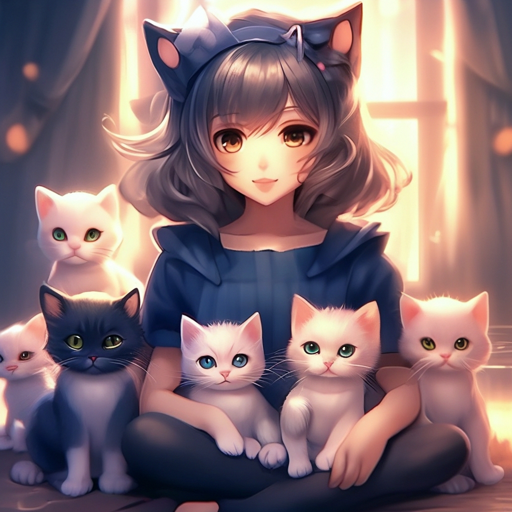 Аниме девушка- кошка с маленькими …» — создано в Шедевруме