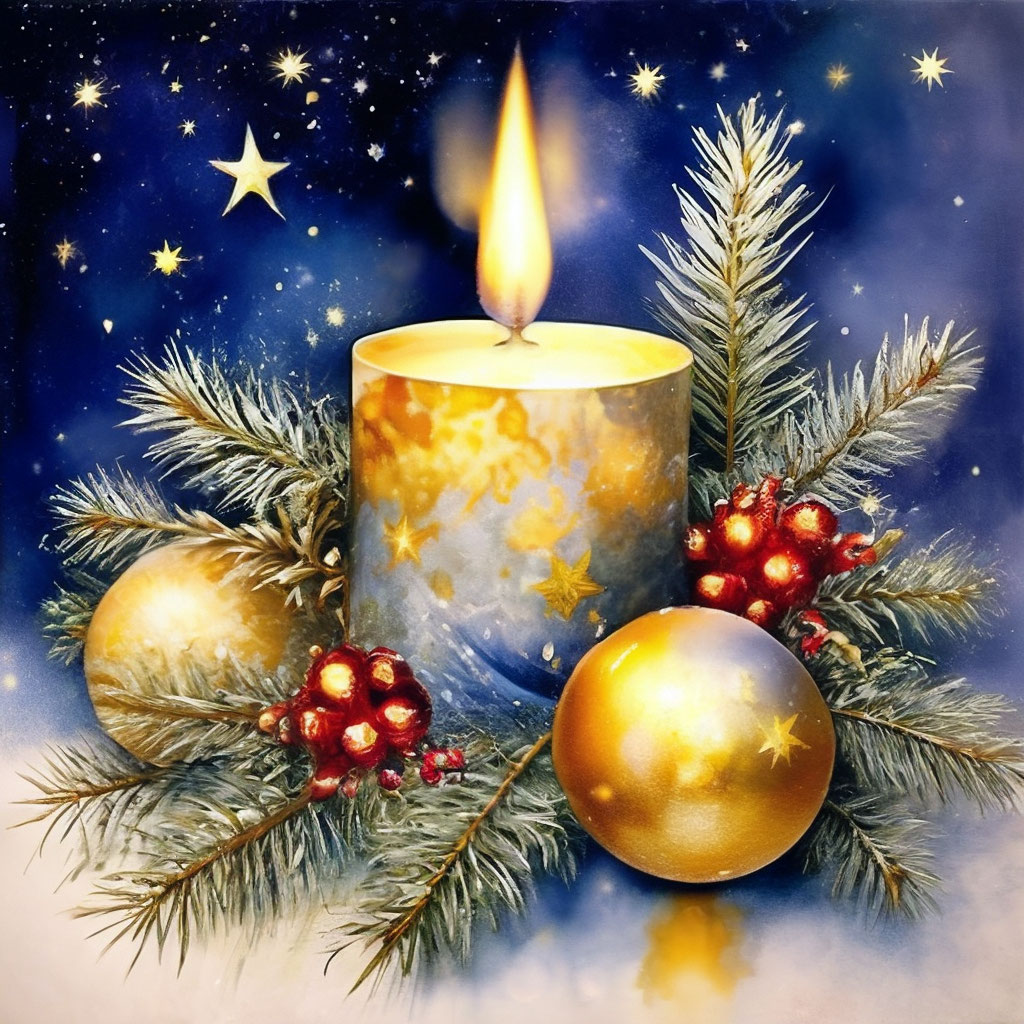 Купить новогоднюю композицию из свечей по доступной цене с доставкой по Москве