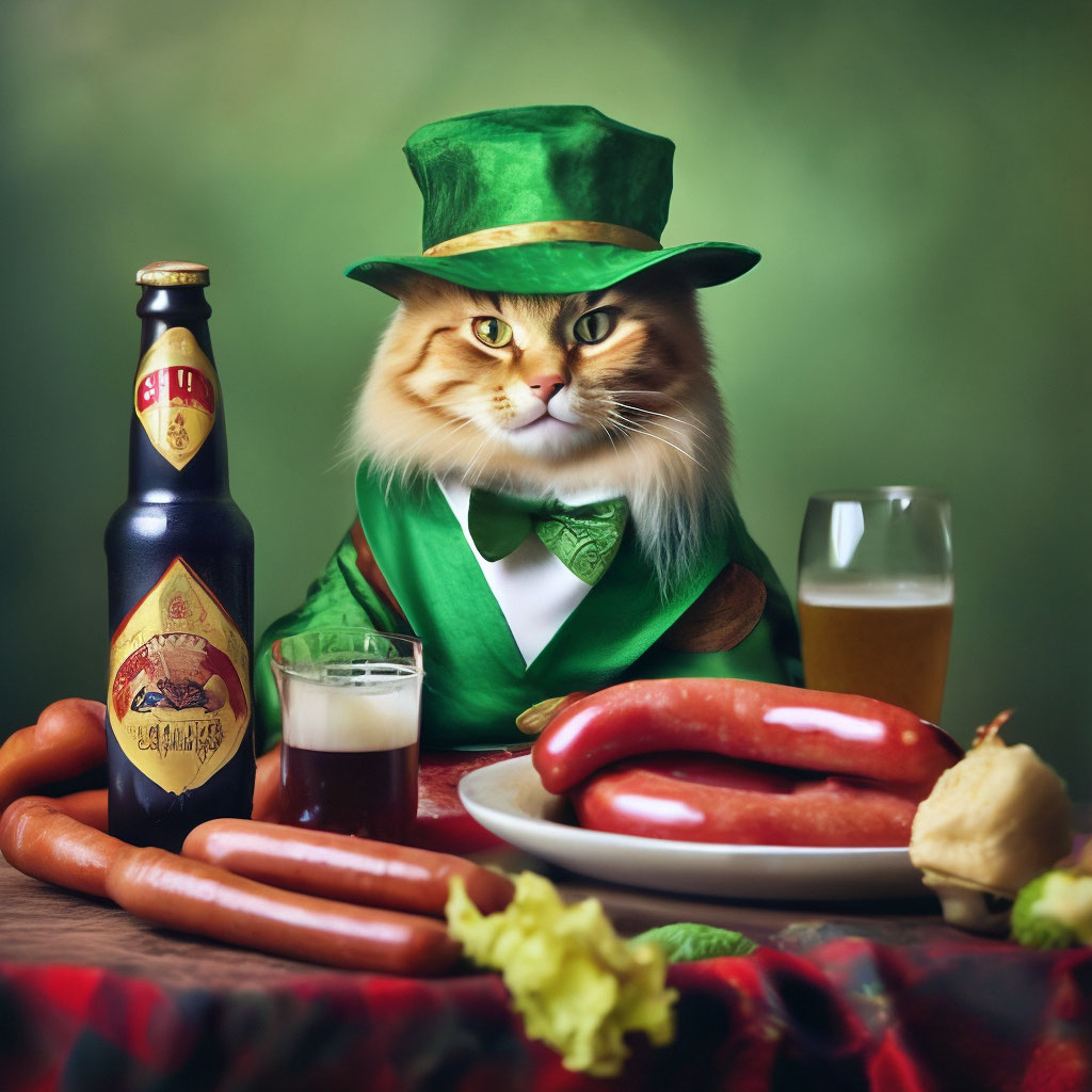 Ирландский кот пьет пиво и …» — создано в Шедевруме