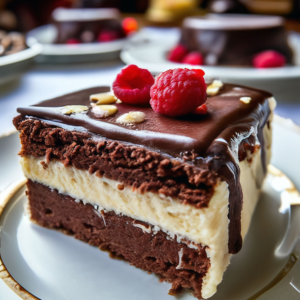 Чёрно-белый шоколадный десерт со сгущёнкой, сухими завтраками и фундуком