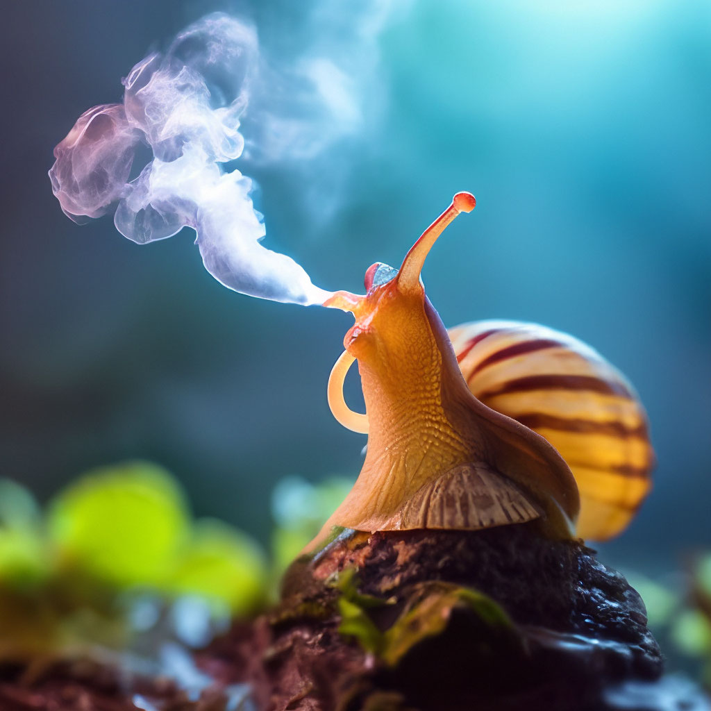 A hookah-smoking snail