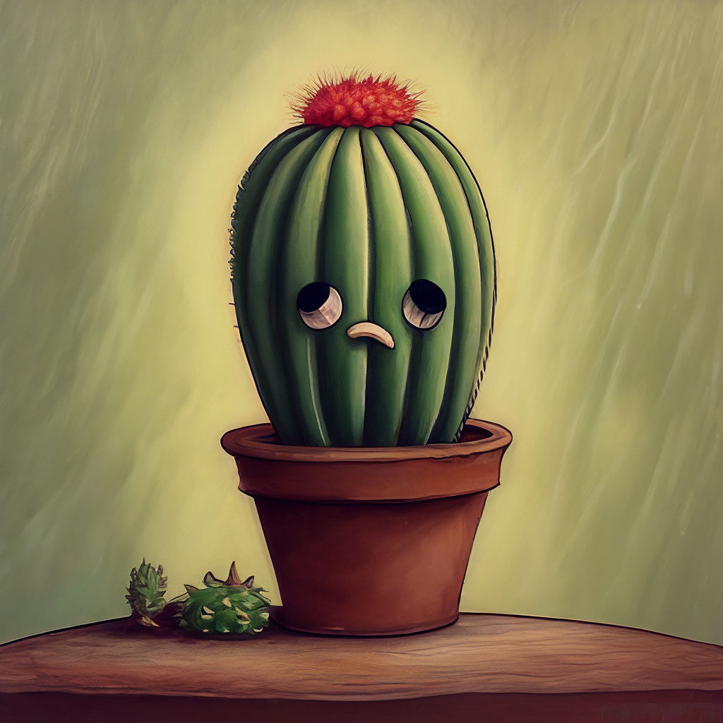 A very sad cactus"  image created in Shedevrum