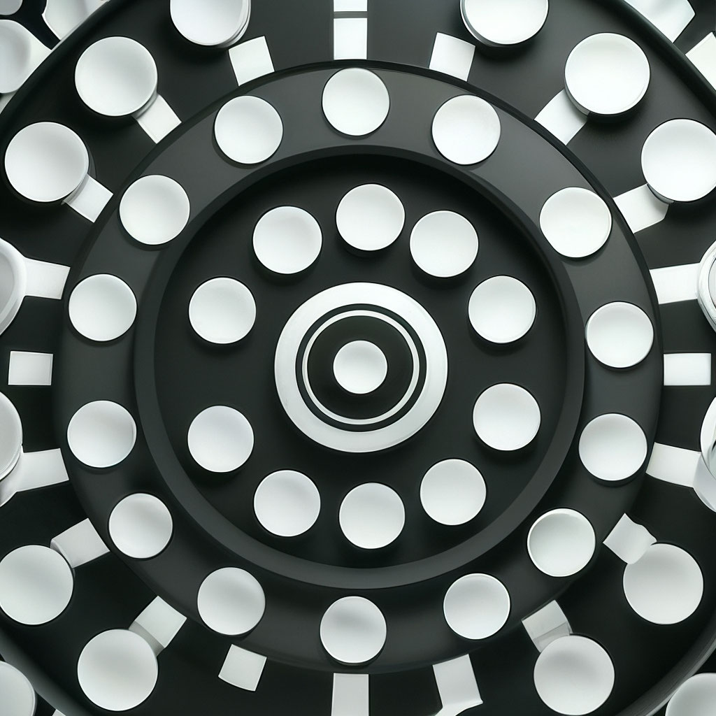 Черный фон внутри белые круги, …» — создано в Шедевруме