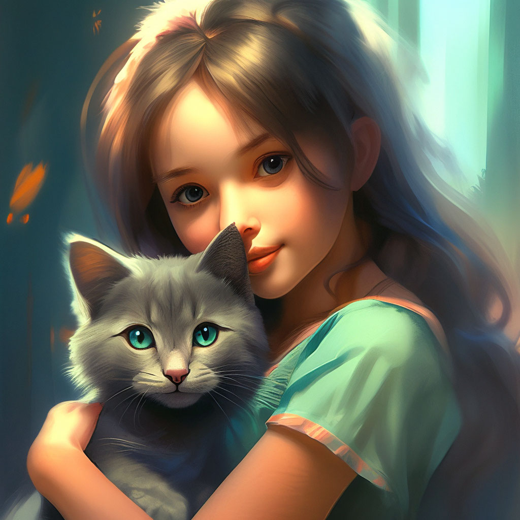 Девочка с кошкой картинка