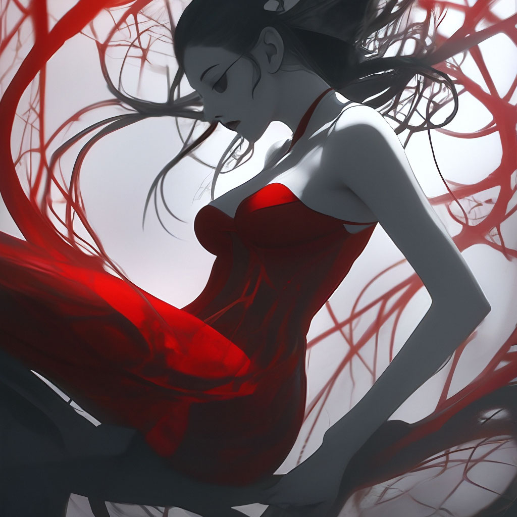 Girl of an easy character ,red , …» — создано в Шедевруме