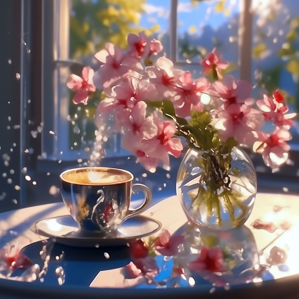 Утро море кофе цветы: подборка картинок