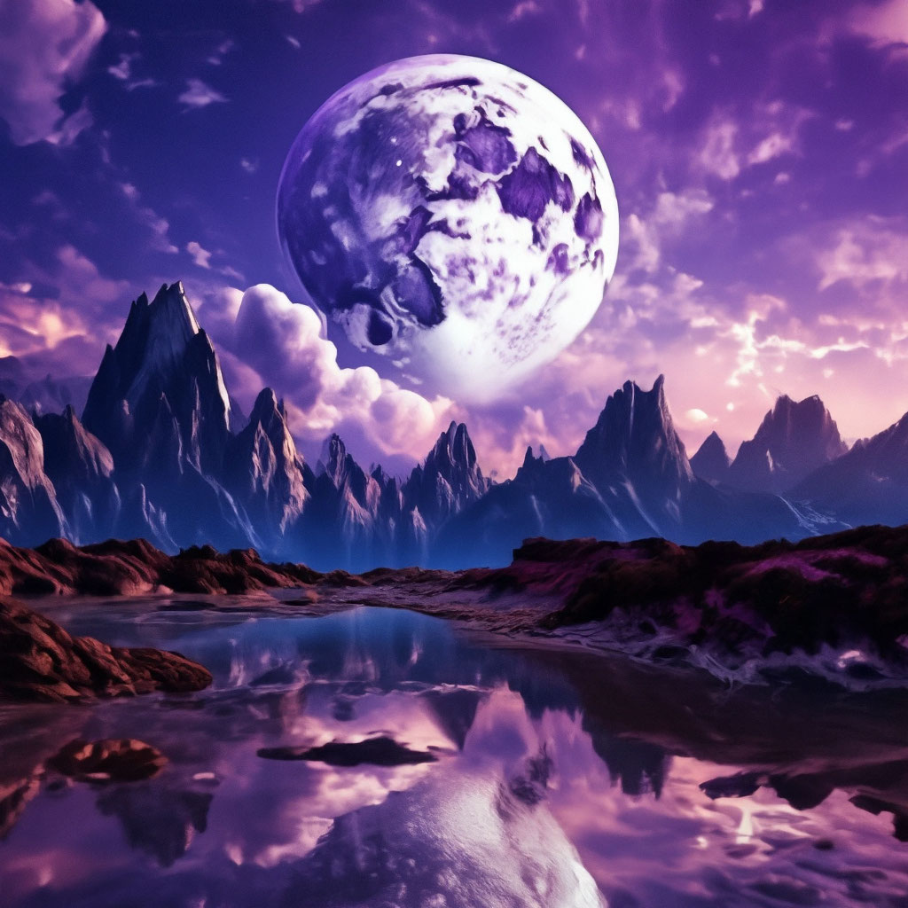 Аметистовый цвет луны,небо, пейзаж, …» — создано в Шедевруме