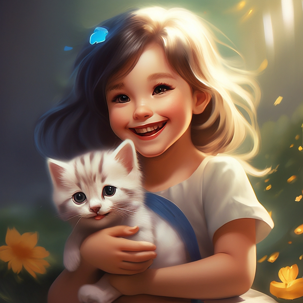 Девочка с котиком картинки