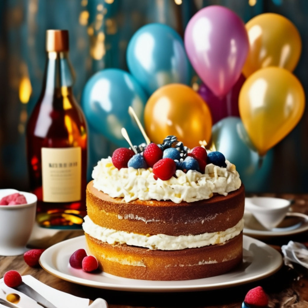 Картинки с днем рождения торт и шампанское