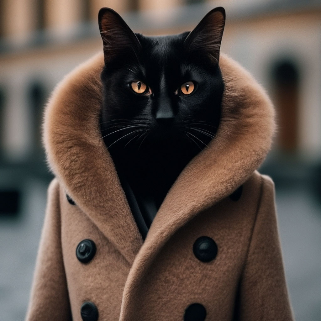 Черный брутальный кот 😻 в шикарном …» — создано в Шедевруме