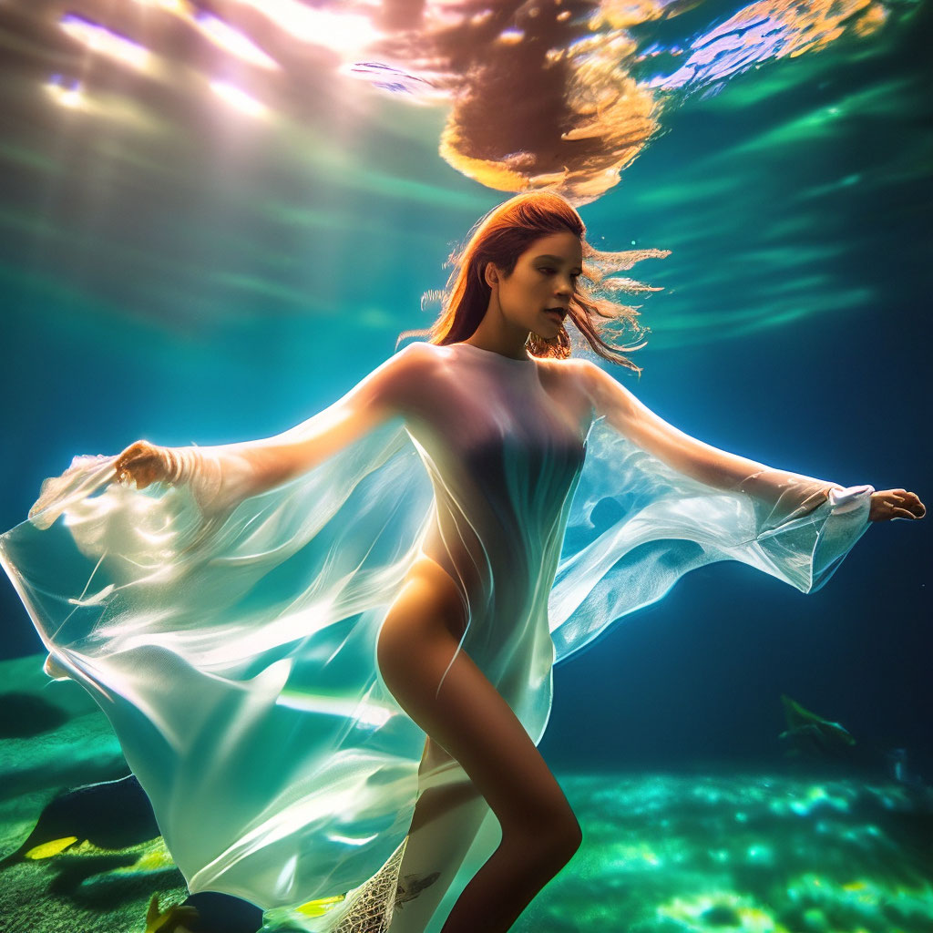 Красивая девушка, под водой в …» — создано в Шедевруме