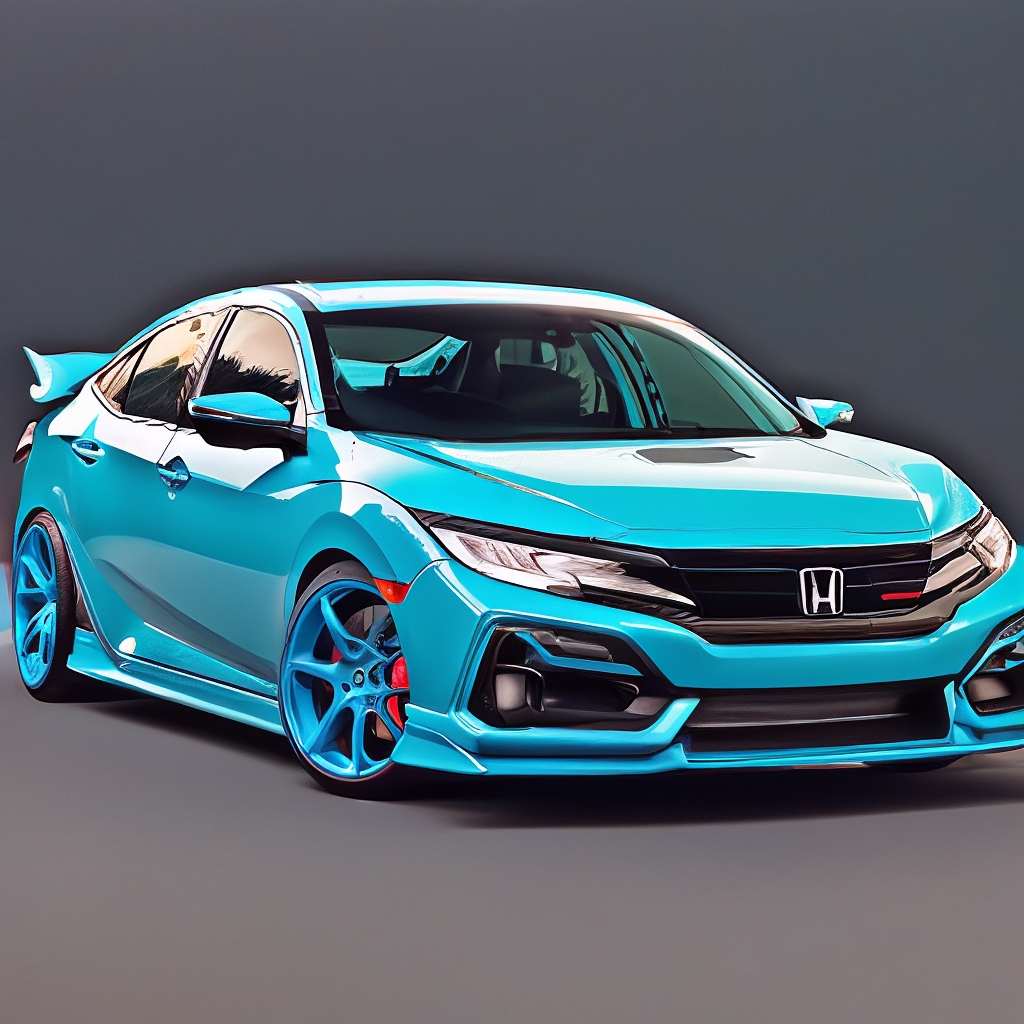 Honda civic спереди, бирюзовый-…» — создано в Шедевруме