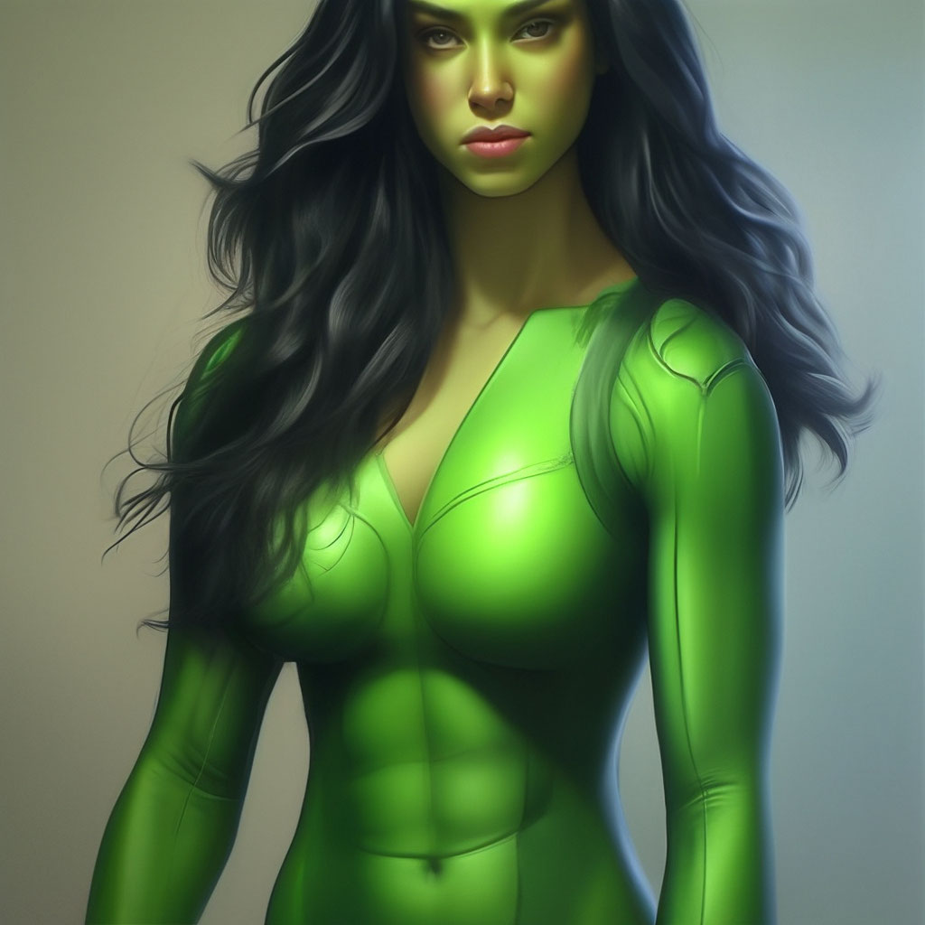 She-halk, красивая девушка зеленная…» — создано в Шедевруме